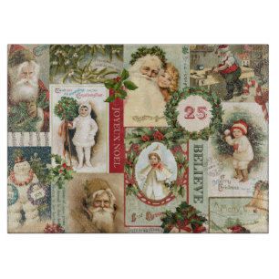VINTAGE WEIHNACHTSKOLLAGE SCHNEIDEBRETT