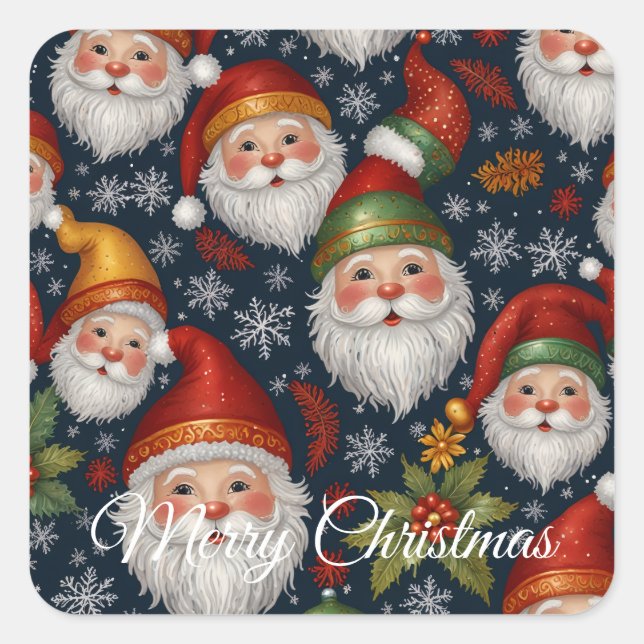 Vintage Weihnachtskollektion Quadratischer Aufkleber (Vorderseite)