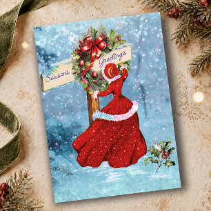 Vintage-Weihnachtskranz rote Glitter-Girl-Feiertag