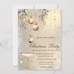 Vintage-Weihnachtskugeln Goldene Glasparty  Einladung