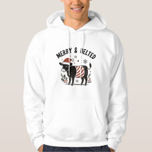 Vintage-Weihnachtskuh Beltie Belted Galloway-Gesch Hoodie