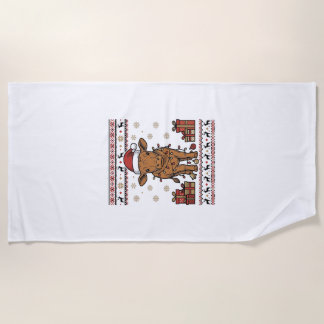 Vintage-Weihnachtskuh-Feiertags-Vektor-Shirt-Desig Strandtuch