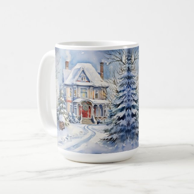 Vintage Weihnachtslandschaft im alten Stil - Tasse (Vorderseite Links)