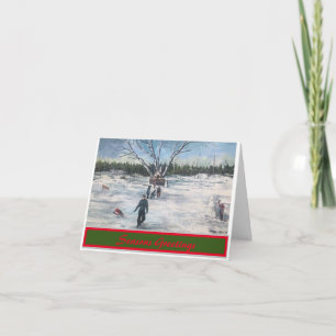 Vintage-Weihnachtslandschaft personalisieren Karte