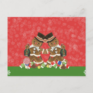 Vintage Weihnachtslebkuchen-Männer Hüte u. Bottlle Feiertagspostkarte