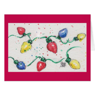 Vintage-Weihnachtslichter-Wasserfarbenkarte