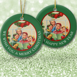 Vintage-Weihnachtslied-Sänger Keramik Ornament