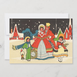 Vintage-Weihnachtslied-Singen Familien-Einladung Einladung