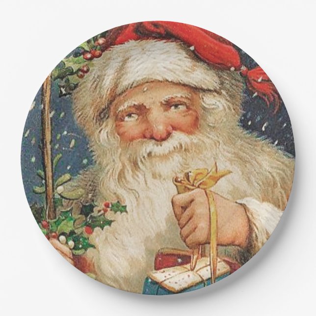 Vintage Weihnachtslieferungen Pappteller (Vorderseite)