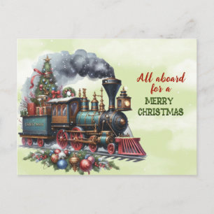 Vintage-Weihnachtslokomotive-Zug-Postkarte Postkarte