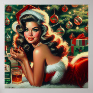Vintage-Weihnachtsmädchen Poster