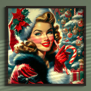 Vintage-Weihnachtsmädchen Poster