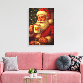 Vintage-Weihnachtsmann auf gestreckter Leinwand