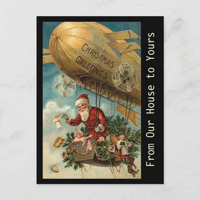 Vintage-Weihnachtsmann-Christmas-Blimp - Postkarte (Vorderseite)