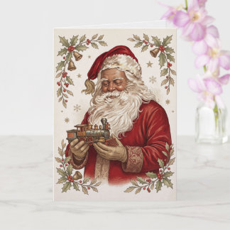 Vintage Weihnachtsmann-Christmas-Zuglokomotive Karte
