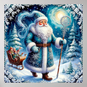 Vintage-Weihnachtsmann-Dekoration für die Familien Poster
