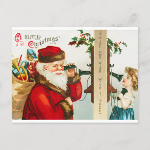 Vintage Weihnachtsmann Frohe Weihnachten  Postkarte