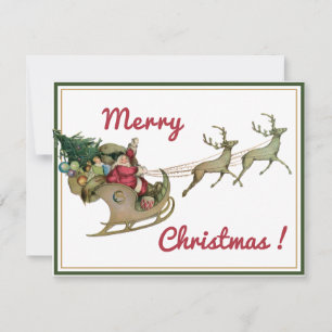 Vintage Weihnachtsmann Frohe Weihnachten Schlitten