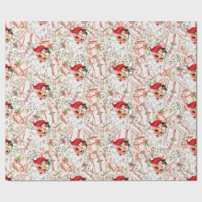 Vintage-Weihnachtsmann-Geschenkpapier Geschenkpapier (Saum)