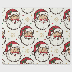 Vintage-Weihnachtsmann-Gesicht-Weihnachtsgeschenkp Geschenkpapier