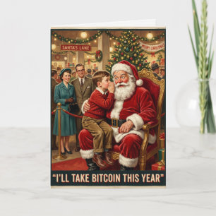 Vintage-Weihnachtsmann Ich nehme Bitcoin-Weihnacht Karte