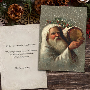 Vintage Weihnachtsmann im Schnee mit Julscheit Feiertagskarte