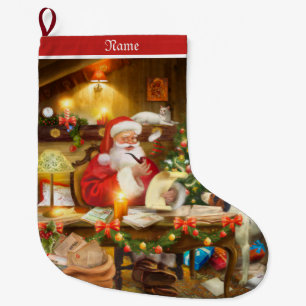 Vintage Weihnachtsmann in der Werkstatt Großer Weihnachtsstrumpf