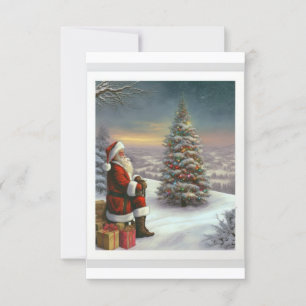 Vintage Weihnachtsmann in schneelandschaft Weihnac Einladung