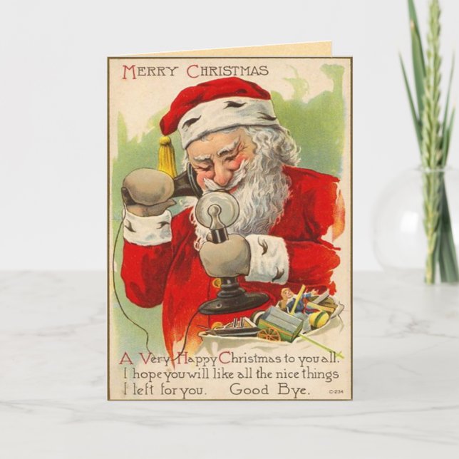 Vintage Weihnachtsmann-Karte Feiertagskarte (Vorderseite)