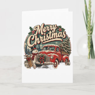 Vintage-Weihnachtsmann-LKW-Weihnachtskarten-Gesche Karte