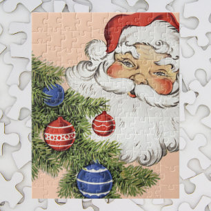 Vintage-Weihnachtsmann mit Baumschmuck
