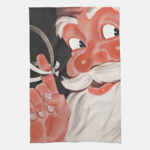 Vintage Weihnachtsmann mit Erinnerungsschnur am Fi Geschirrtuch
