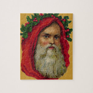 Vintage Weihnachtsmann mit Kranz