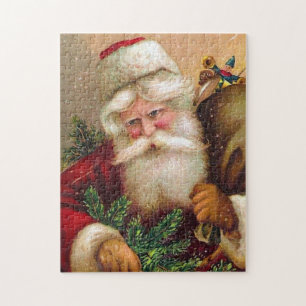 Vintage Weihnachtsmann mit Sack voller Spielzeuge