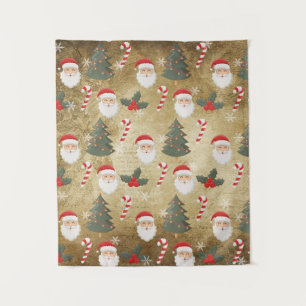 Vintage-Weihnachtsmann-Muster Wandteppich