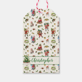 Vintage-Weihnachtsmann personalisiertes Weihnachte Geschenkanhänger