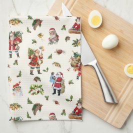 Vintage-Weihnachtsmann personalisiertes Weihnachte Geschirrtuch
