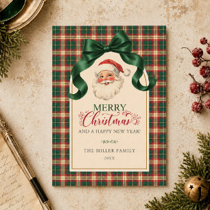 Vintage-Weihnachtsmann-Preppy-Karo-Frohe-Weihnacht Einladung