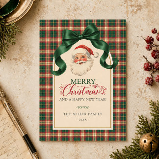 Vintage-Weihnachtsmann-Preppy-Karo-Frohe-Weihnacht Einladung