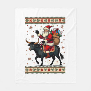 Vintage-Weihnachtsmann reitet auf Highland-Kuh Wei Fleecedecke