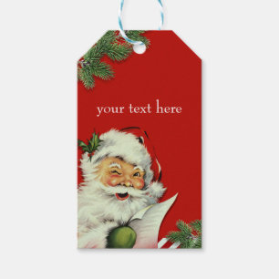 Vintage Weihnachtsmann Rot Christmas Party Geschenkanhänger