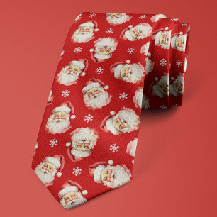Vintage Weihnachtsmann Rot Weihnachten Schneeflock Krawatte