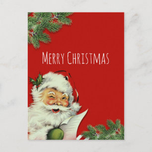 Vintage-Weihnachtsmann-Rot-Weihnachtsgruß Feiertagspostkarte
