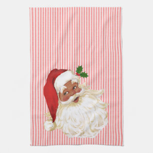 Vintage-Weihnachtsmann Rot-Weiß gestreifter Küchen Geschirrtuch