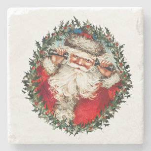 Vintage Weihnachtsmann Steinuntersetzer