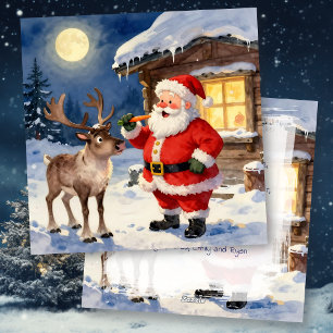 Vintage Weihnachtsmann und Rentiere Weihnachten Pe