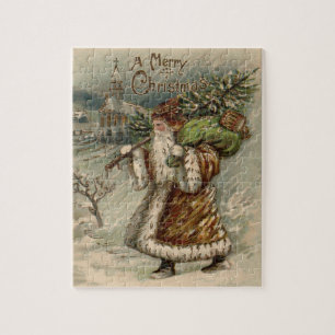 Vintage Weihnachtsmann und Weihnachtsbaum