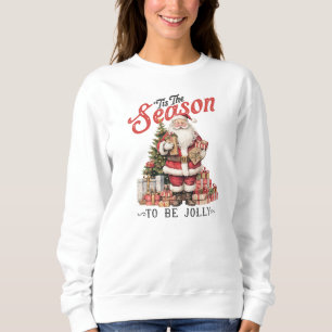 Vintage Weihnachtsmann und Weihnachtsbaum Sweatshirt