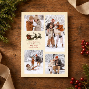 Vintage Weihnachtsmann Vier-Foto-Collage Weihnacht Feiertagskarte