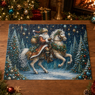 Vintage Weihnachtsmann Weihnachtsbäume Pferd